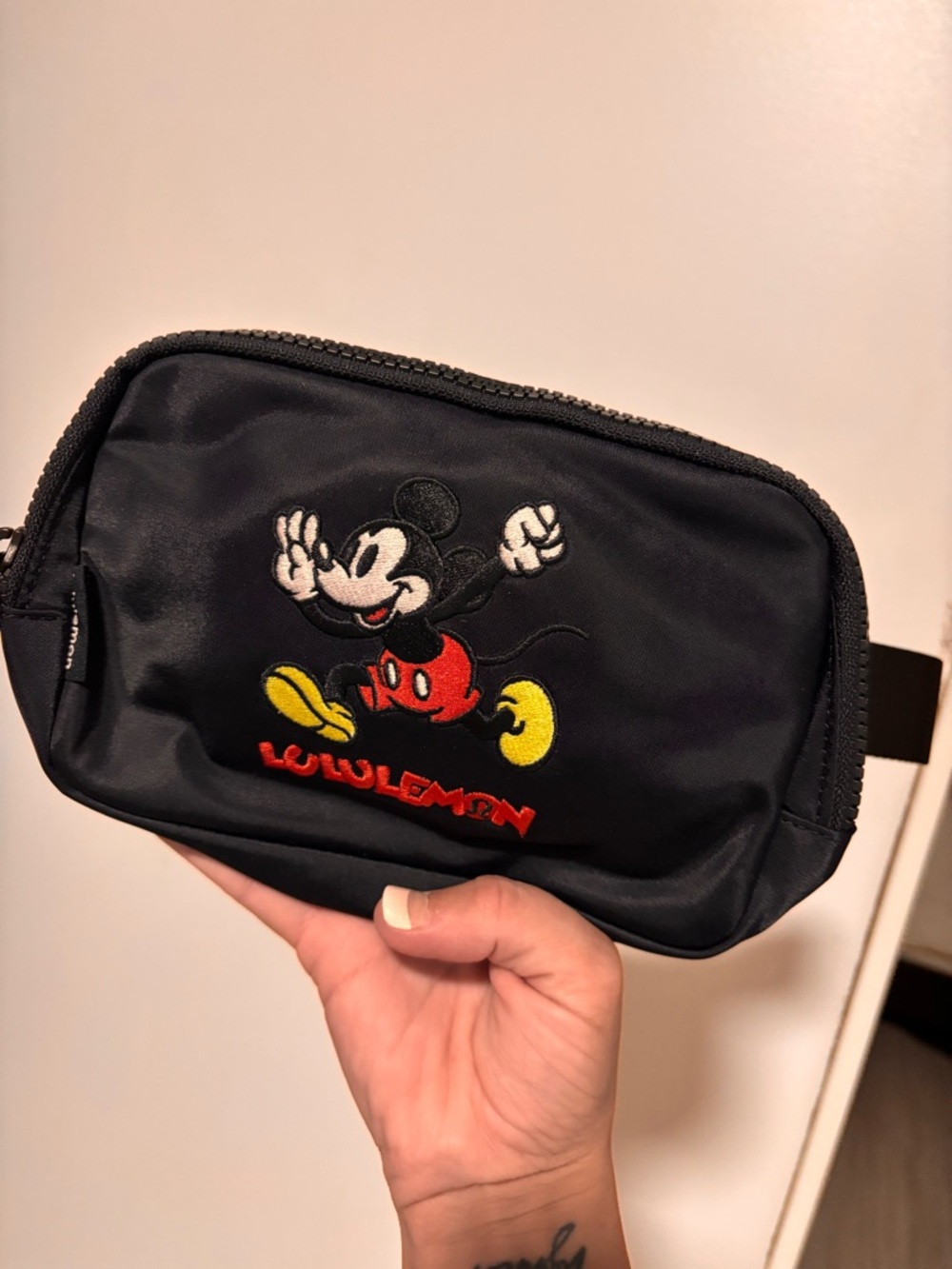 lululemon athletica Black Mickey Mouse Embroidered Belt Bag